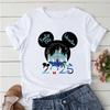 202526 Летняя футболка Disney Микки и Минни Маус 100% хлопок с принтом Женская Короткая Свободная Дышащая Повседневная Короткий рукав