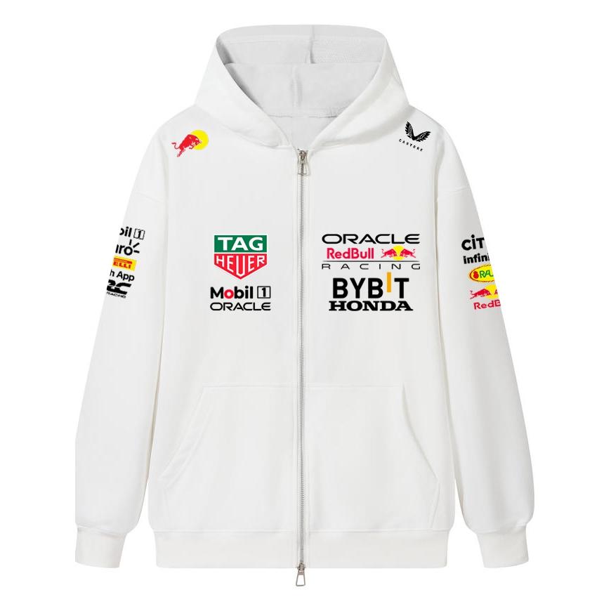 Red Bull Толстовка на молнии с символикой команды F1 Верстаппен Формула 1 Спортивная толстовка на молнии Мужская Женская Повседневная кофта-пуловер