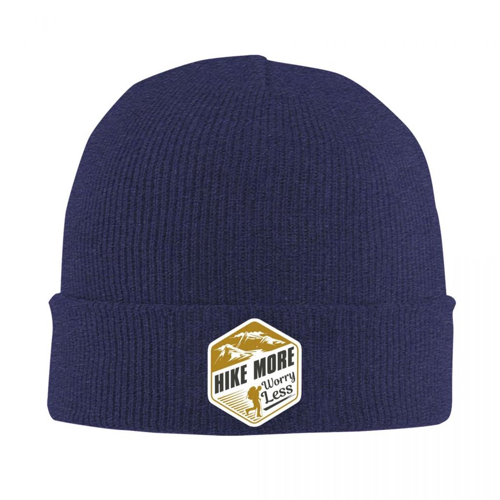 Hiker Hike More Worry Less Warm Knitted Cap Fashion Bonnet Hat Autumn Winter Outdoor Beanies Hats for Men Women Adult