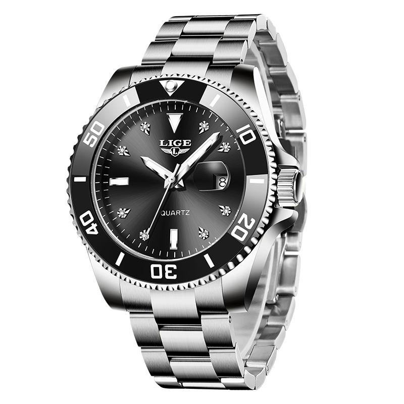 LIGE Новые лучшие брендовые роскошные мужские часы модные повседневные водонепроницаемые кварцевые часы с датой