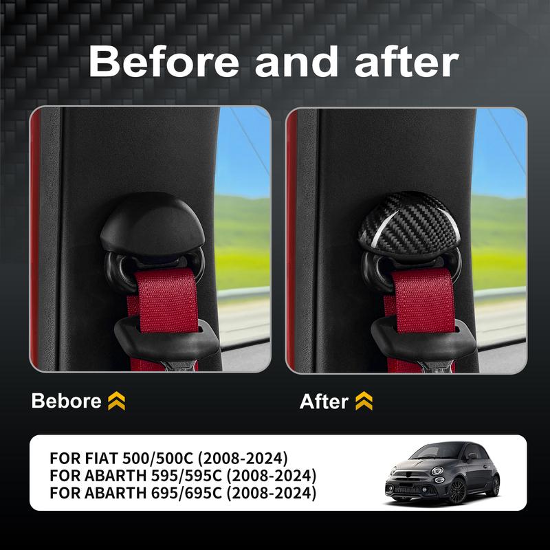 2 шт. Жесткое сухое углеродное волокно Для Abarth 595 695 595C 695C Fiat 500 500C 2008 2009 2010-2024 LHD RHD Наклейка на ремень безопасности автомобиля Интерьер