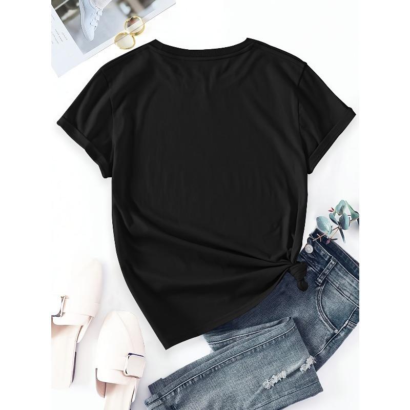 Европейский размер  С принтом Повседневная Круглый вырез Короткий рукав Футболка Летняя Новая Женская одежда