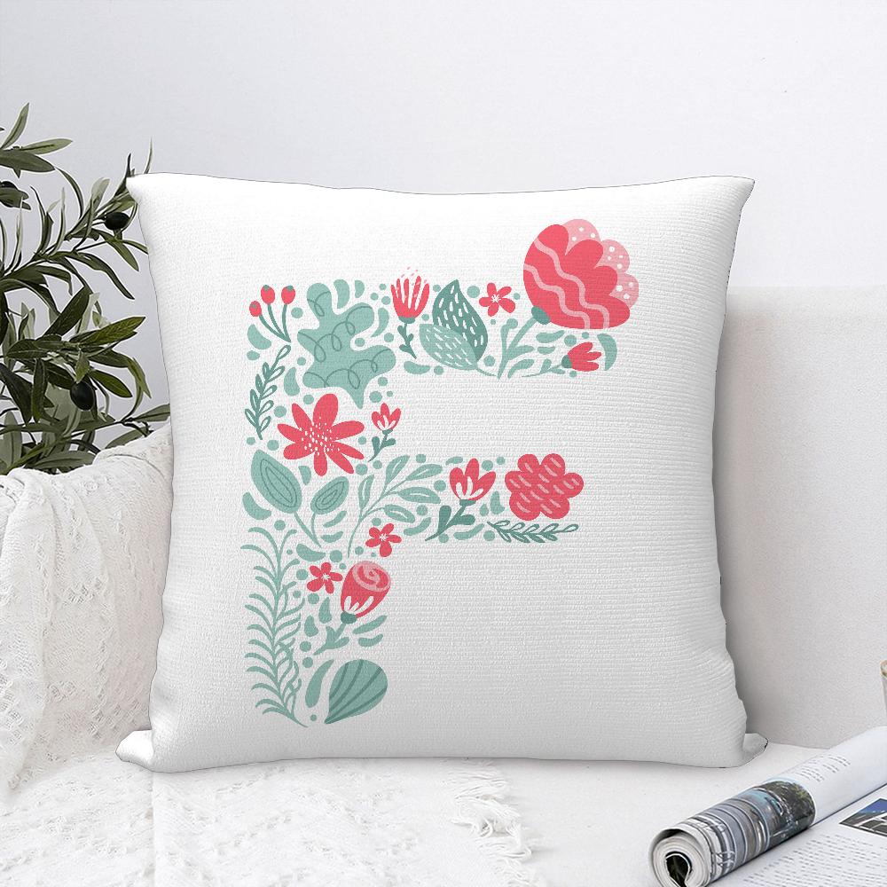 Cute Floral Letter Pillow Case Sofa Decorative Home Double-sided Printing Short Plush Cushion Cover Throw Pillow Cover Gifts