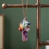 Irregular Crystal Crystal Tree Of Life Natural Amethyst Crushed Stone Pendant  Gift For Girls