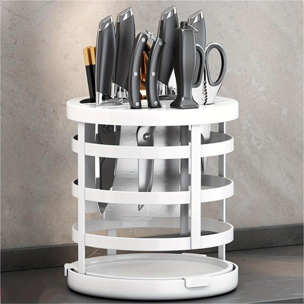 Вращающийся на 360 ° держатель для ножей из нержавеющей стали, подставка для ножей, кухонные многофункциональные подставки для столовых приборов, вставленные в блок для хранения