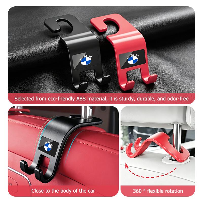 BKSN4 Car Seat Back Dual Head Hook Multifunctional Holder Hooks For BMW M 1 3 4 5 6 7 Series M3 M6 F01 F02E34 E36 E70 F10 X6 X1