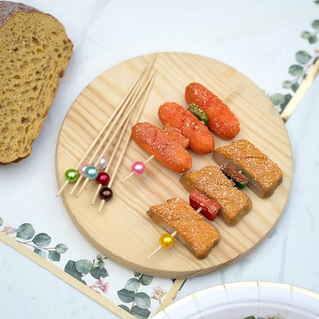 100 Counts Cocktail Picks, Fancy Toothpicks for Appetizers, Pearl Wooden Sticks for Party Supplies, Valentine's Day Food Picks for Party