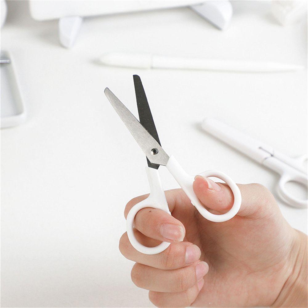 Студент для бумаги с крышкой Офисные ножницы из нержавеющей стали белого цвета Белые крошечные ножницы Ножницы