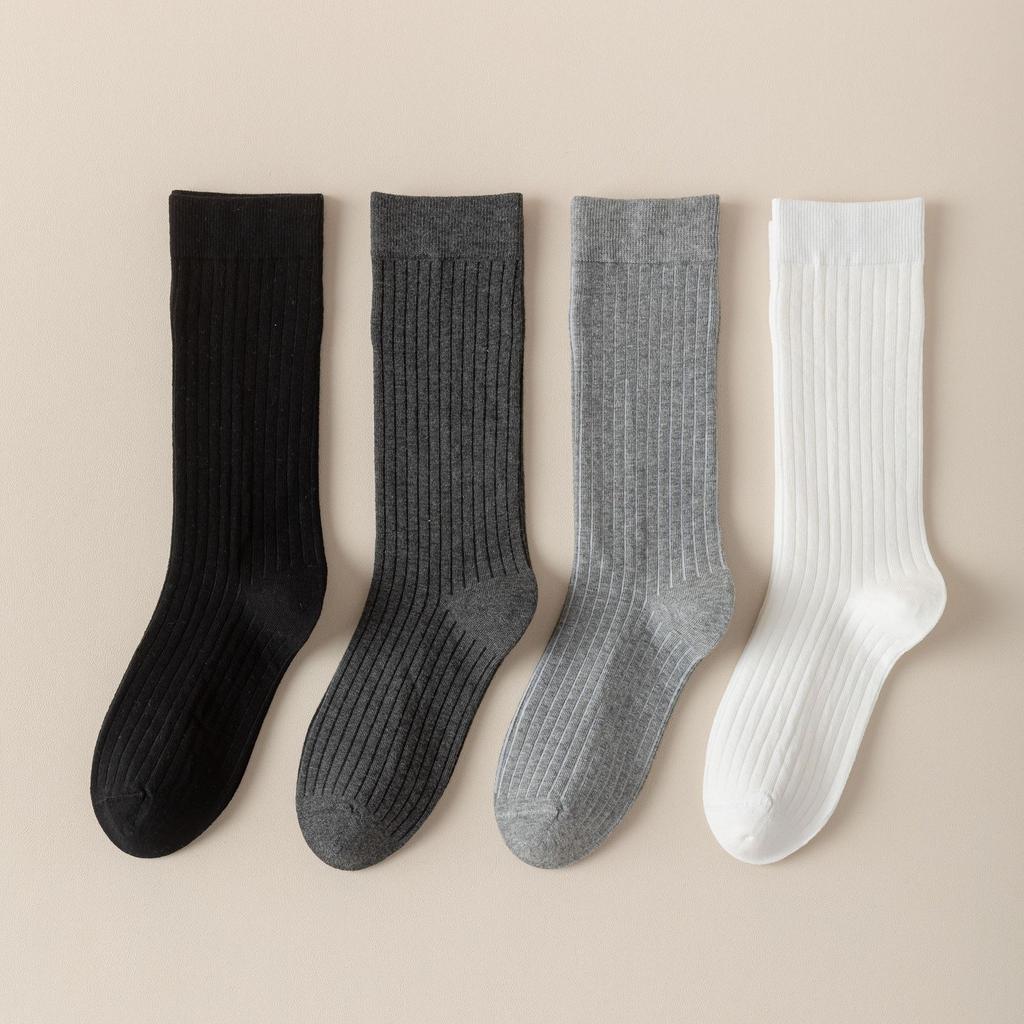 Women's Spring and Autumn Simple Ankle Socks jk Socks that shape the legs, mid-calf socks, gray cotton socks, autumn and winter long compression