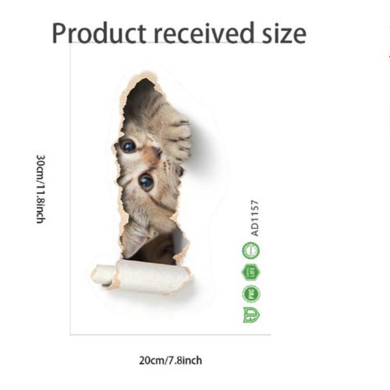 Креативная реалистичная 3D наклейка на унитаз с милым котом Vision, забавная наклейка с изображением животных для ванной комнаты, декор крышки унитаза, самоклеящаяся ПВХ, водонепроницаемая картина