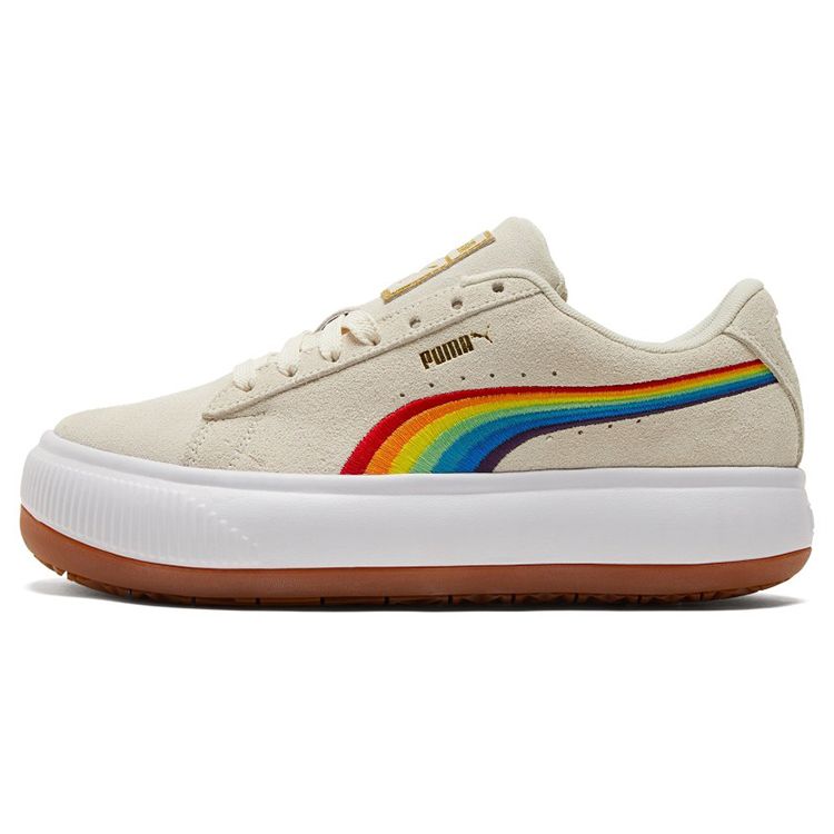 Puma Женские низкие кроссовки Mayu Rainbow из замши кремового цвета 387239-03