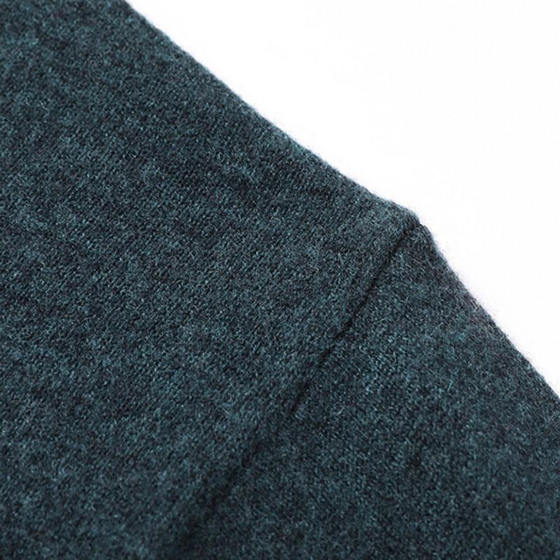 Шерстяной свитер, мужской зимний вязаный свитер с круглым вырезом, топы из чистой шерсти, утепленный теплый джемпер среднего возраста