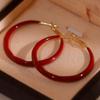 Красные Геометрические Серьги Для Женщин Корейская Мода Простые Модные Серьги-Кольца Темпераментные Роскошные Украшения Свидания