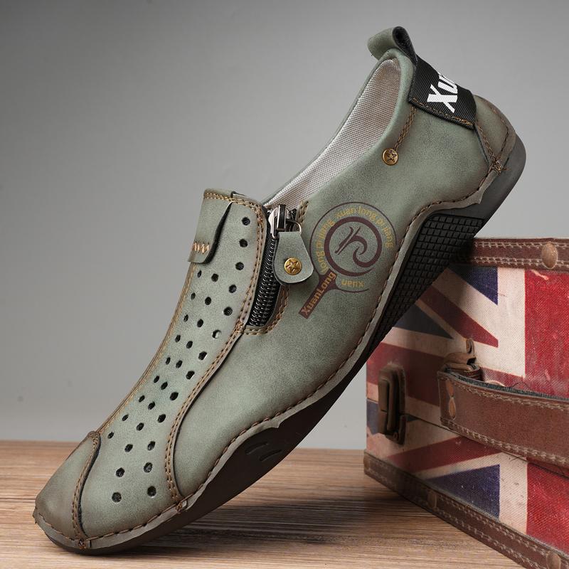 Модная весенняя дышащая и удобная горячо продаваемая повседневная обувь-лоферы с перфорацией, классическая мягкая подошва, мужская обувь для улицы