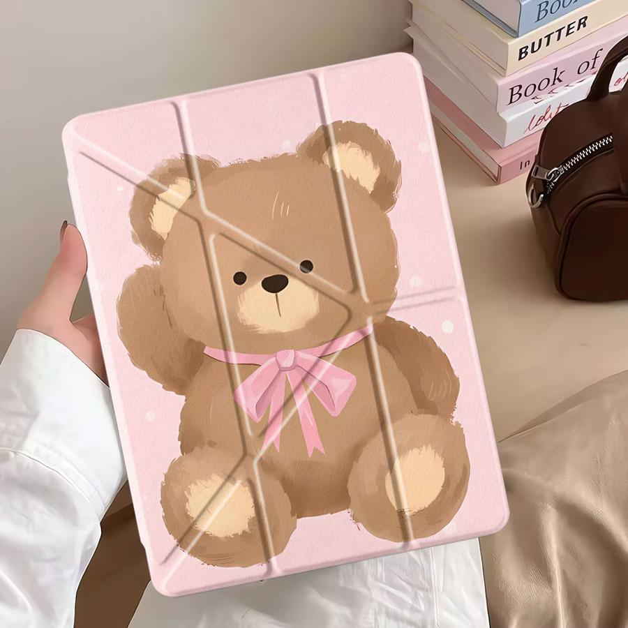 Коричневый Чехол-Планшет Маленький Мишка Для iPad Mini 6 7 Air 4 5 M3 M2 1 2 M4 11 дюймов Pro 11-го 10-го 9-го 8-го 7-го 12.9 дюймов Pro 2025 Держатель