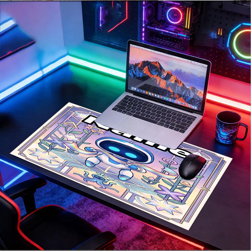 Custom Name Personalized Cosmic Bot Crew Pattern Mousepad, Laptop PC Desk Mat, Decorative Desk Mat for Home Keyboard Pad Gift