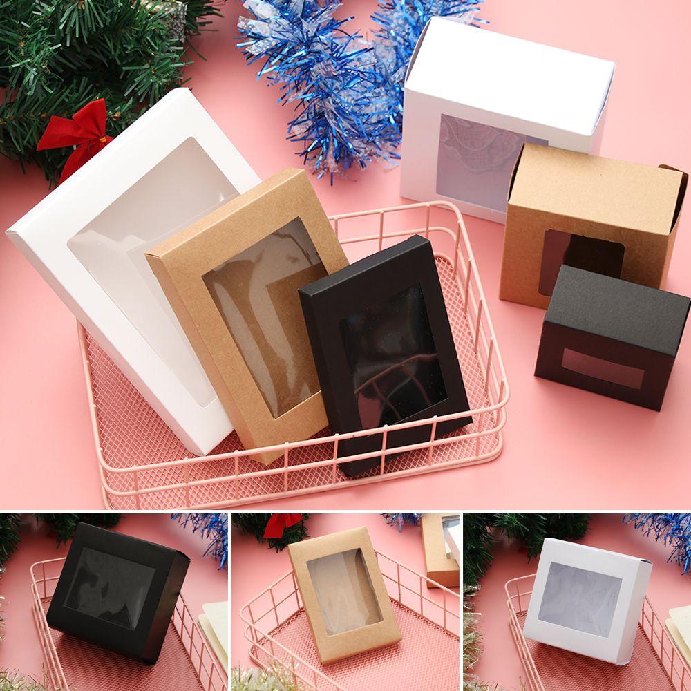 Birthday Party Supplies Kraft Paper Clear PVC Window Cake Package Paper Gift Box Candy Wrapping Bag
