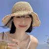 Ins Hyunya Wind Flower Foldable Straw Hat Women Summer Travel Vacation Beach Sunshade Sun Protection Versatile Show Small Face