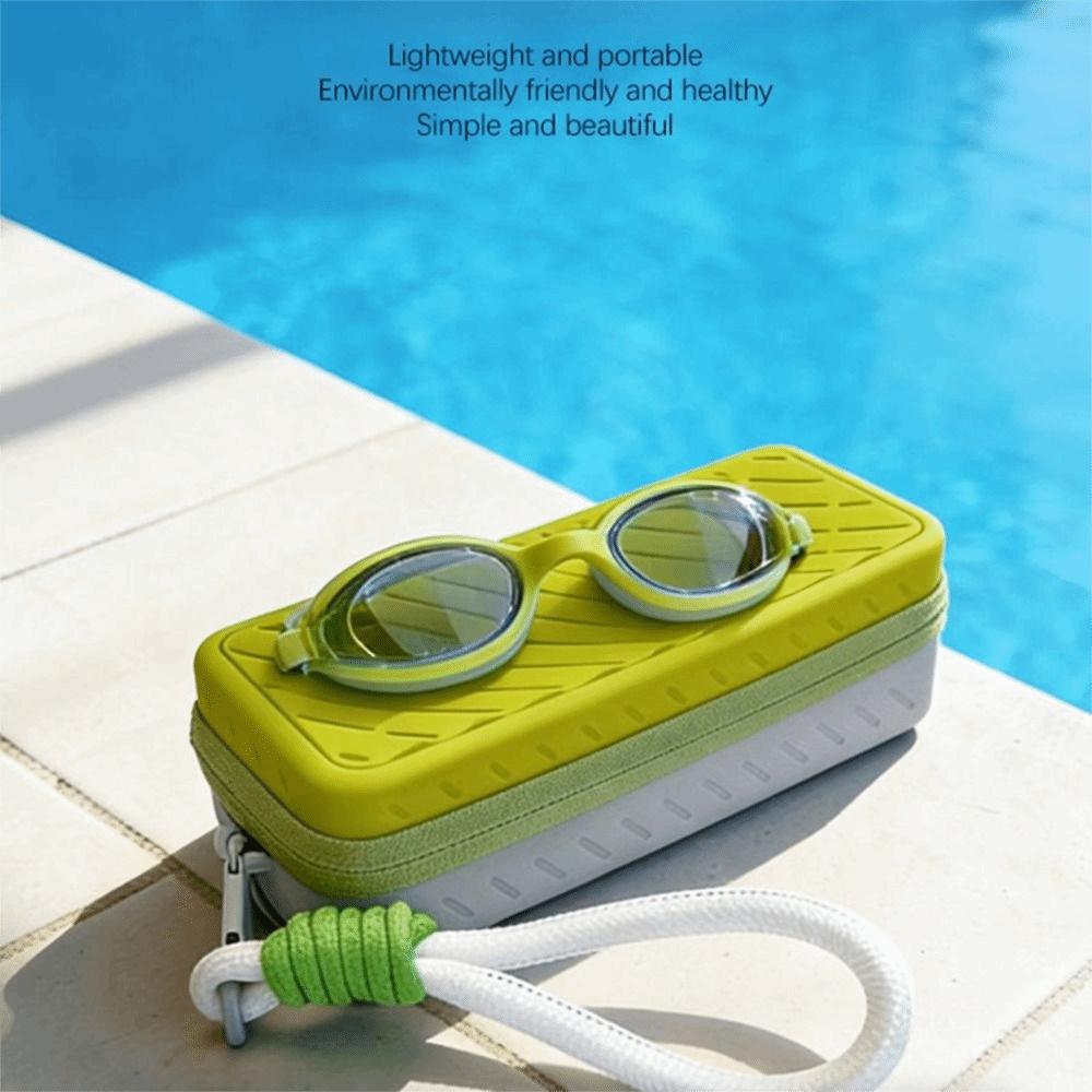 Large Capacity Silicone Swim Goggle Case Perforated Waterproof Eyeglasses Storage Bag Zipper Closure Portable