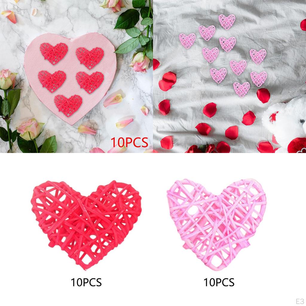 10Pcs Valentine's Day Rattan Heart Pendants, Valentines Decorations for The Home,