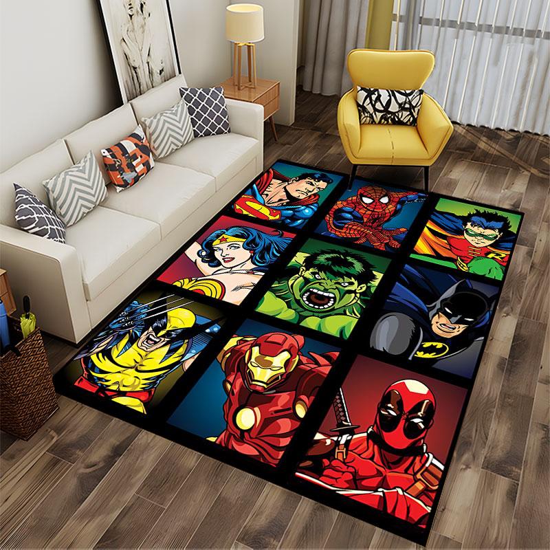 Superhero Comic Style Carpet suitable as a non-slip mat for the living room or bedroom sofa