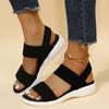 Fashion Women's Knit Elastic Cloth Wedge Sandals Slip On Lightweight Walking Sandals Women Plus Size Comfortable Summer Shoes