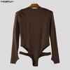 INCERUN Men Long Sleeve Cutout Fitted Briefs Bodysuits Jumpsuits Underwear Playsuits