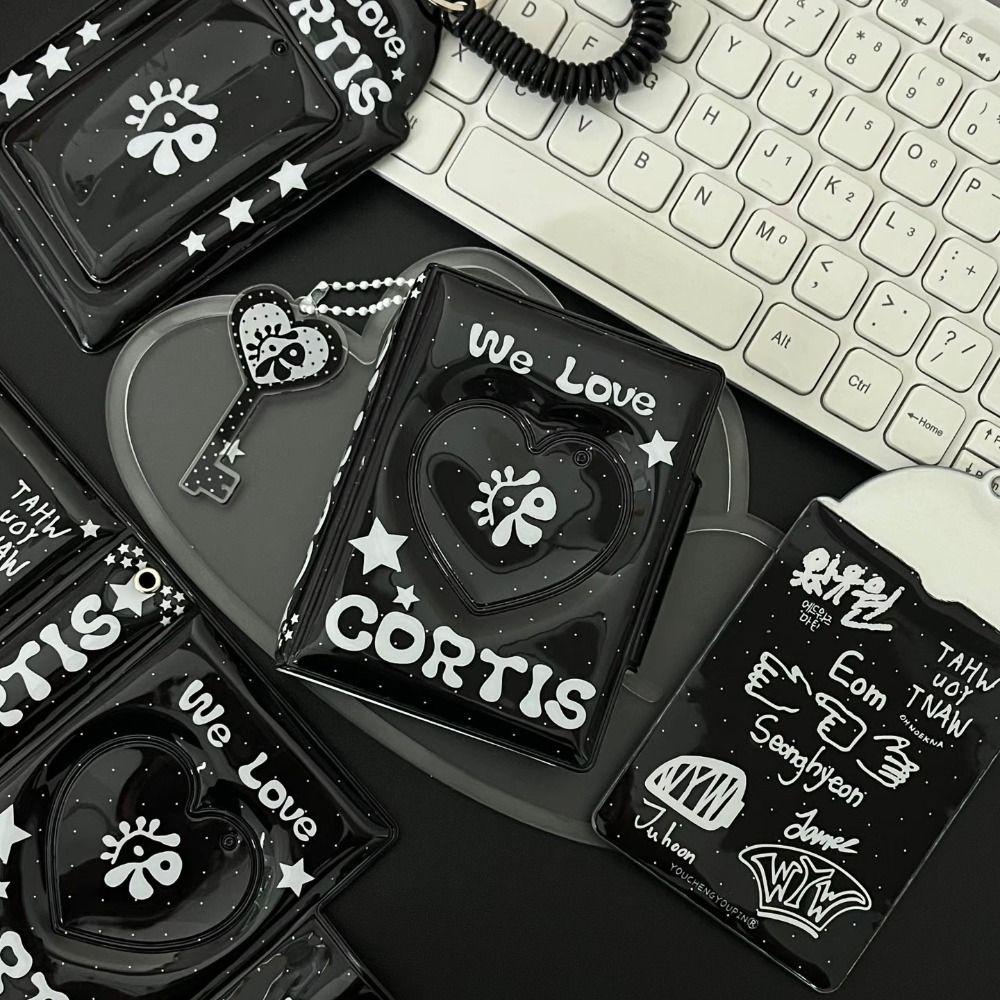 Корейский держатель для фотокарточек из ПВХ Черный Cortis 32 кармана Альбом для фотокарточек Книга для коллекции карточек айдолов