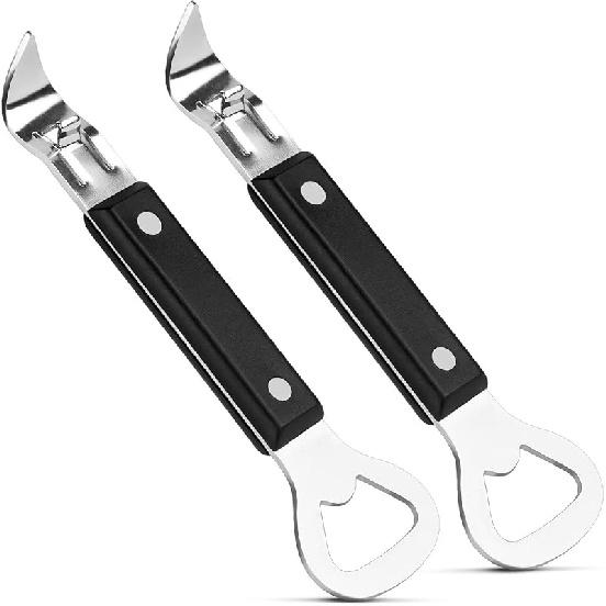 Can Punch Opener with Non-Slip Handle, 2-in-1 Stainless Steel Beer Bottle and Can Opener, Rust-Resistant and Compact, for Kitchen, Bar, Camping