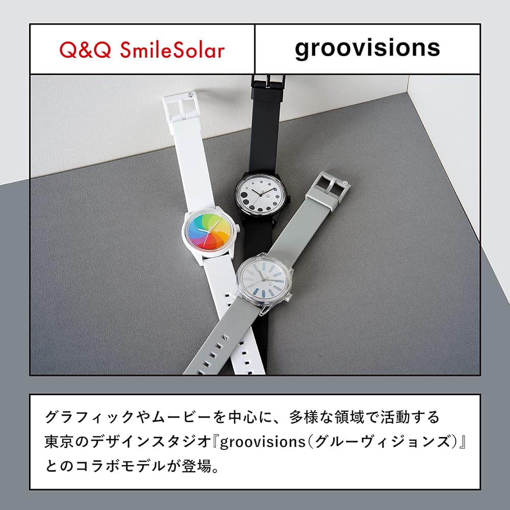 Q&Q SmileSolar GROOVISIONS GRV3013 Солнечные аналоговые часы с водонепроницаемым уретановым ремешком, Белые, RP26J811