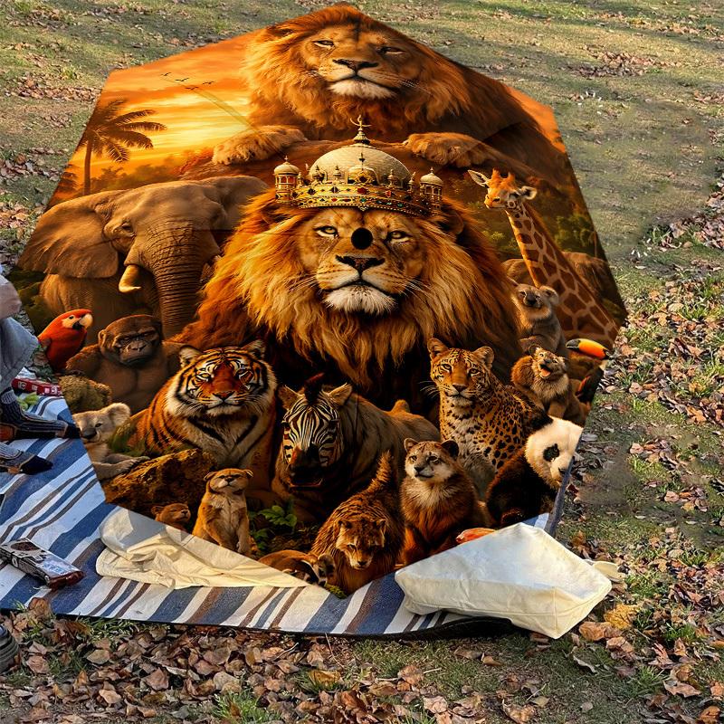 1PC Kingdom Animal Umbrella-8-Rib Reinforced, Automatic Open, Lightweight & Durable, Fashion Accessory for Outdoor, J0372