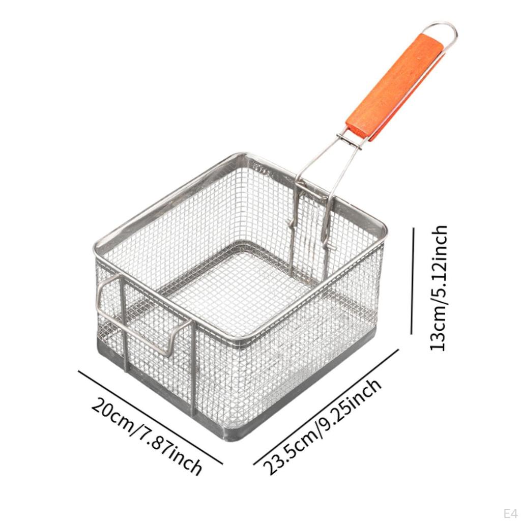 Коммерческая корзина для фритюра из нержавеющей стали, сетка для жарки и сервировки для гриля