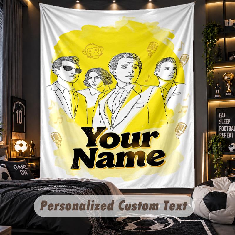Personalized Wall Tapestry,Arctic Monkeys Custom Printed Name, Fabric Wall Art For Indoor Room Backdrop