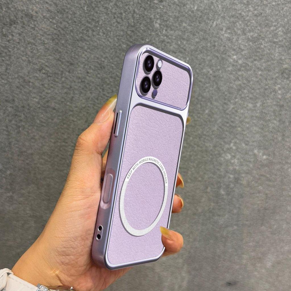 Улучшенный защитный чехол с большим вырезом для камеры для iPhone 16 ProMax, 15 Pro, 14 Pro, 13 Pro, роскошный кожаный чехол с магнитным кольцом