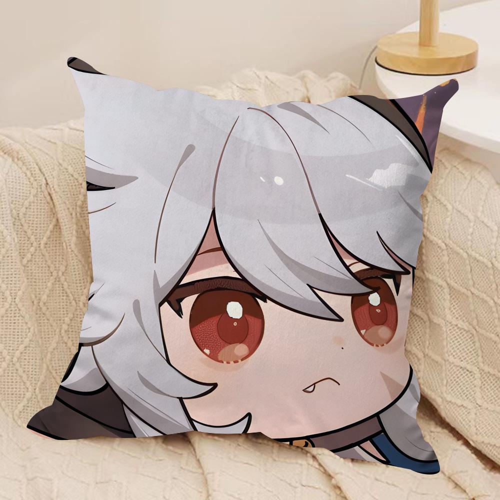 Razor Cute Cute Genshin Impact Cushion Cover Silky Short Plush Invisible Zipper Dustproof Sofa Pillow Case For Home Decor