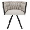 Linen dining chair, set of 2, light-colored luxury living room bedroom swivel chair, leisure chair with four metal support legs, linen beige and black