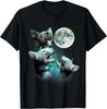 Three Hairless Sphynx Cats Howl At Moon 3 Wolfs Funny Parody T-Shirt