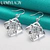 URMYLADY стерлингового серебра 925 пробы четыре листа цветок серьги для женщин очаровательные свадебные вечерние модные украшения