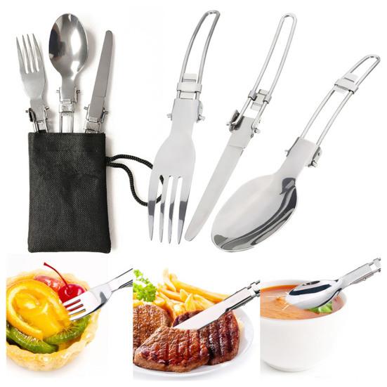 Набор складных ложек из нержавеющей стали, набор ножей для вилок, складная ручка, нержавеющие столовые приборы для кемпинга, пикника, кухни, на открытом воздухе