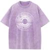 Men's Universe Black Hole and Solar System Washed T-Shirt 230g Cotton Vintage Bleached Tshirt Tops Casual Loose Bleach T Shirt