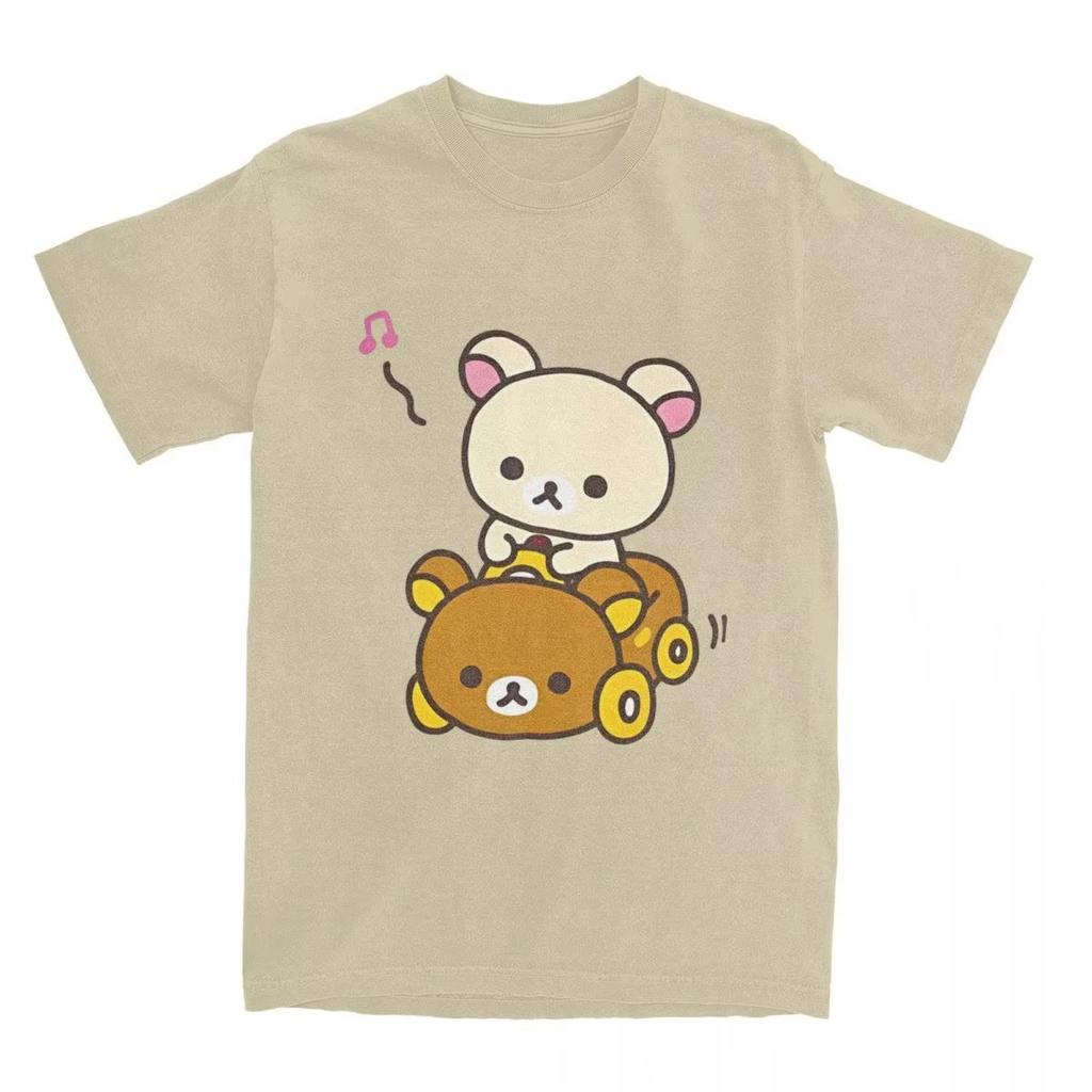 2026 Hot Sale Car Drive Rilakkuma T-Shirt for Men Women Hipster Cotton Tee Shirt O Neck Short Sleeve T Shirt Plus Size Clothing Top Tee