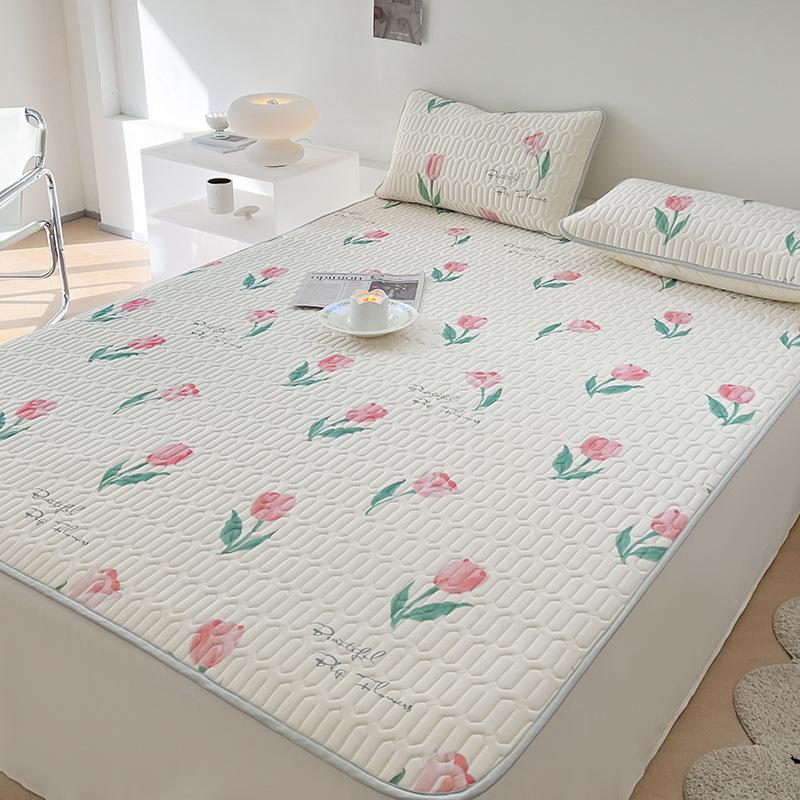 Тайский латексный летний коврик из трех предметов, летний коврик из ледяного шелка с принтом, моющийся, складной, прохладный коврик