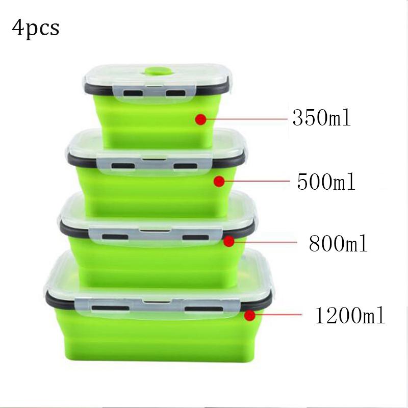 1 шт./1 комплект, силиконовый складной ланч-бокс, контейнер для хранения продуктов питания, портативный портативный для пикника, кемпинга, кемпинга, 1 шт./1 комплект