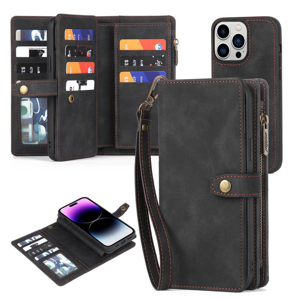 Новый Cross Border Hot Phone Leather Case Чехол для iPhone 15 Чехол для телефона Многофункциональный кожаный чехол 14 Чехол-кошелек для телефона