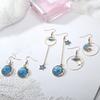 1 Pair Women Drop Earrings Cartoon Moon Star Asymmetric Jewelry Planet Pendant All Match