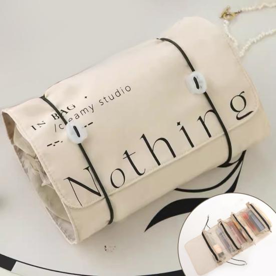 Сумка для туалетных принадлежностей, складная, сворачивающаяся, косметичка, органайзер для косметики, 4 отделения, большая вместимость, застежка-молния, водонепроницаемый дорожный чехол