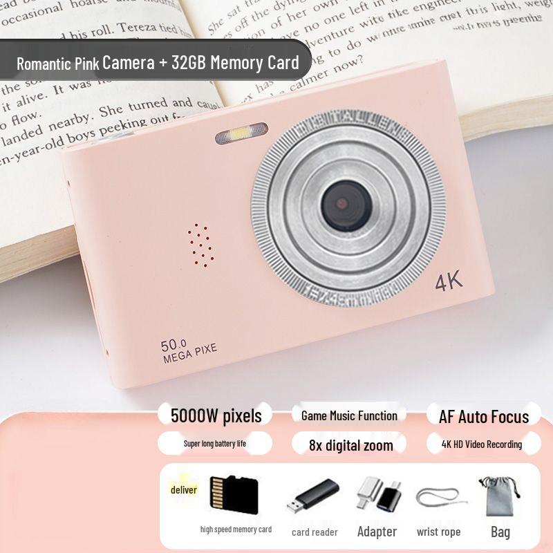 Student Digital Camera D02: Campus HD Camcorder, Entry-Level Portable Travel Card Camera