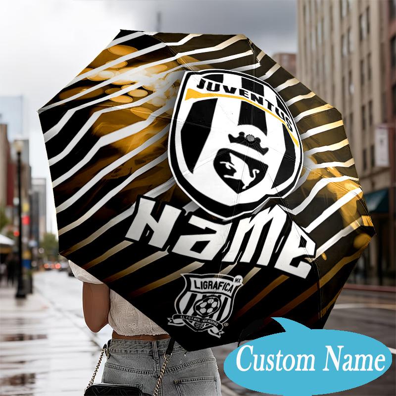Custom Name Juventus Football Club Umbrella Folding Umbrella, Automatic Umbrella - 8-Frame for Travel, Casual Lightweight Personalized Gifts