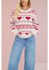 European & American Style Valentine's Heart Pattern Women's Casual Long Sleeve Knit Sweater