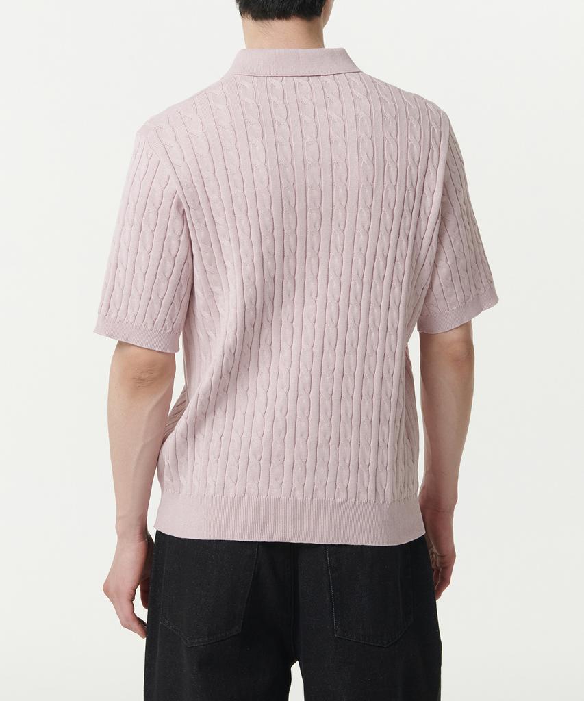 MUSINSA STANDARD Cable Knitted Polo Shirt [Desert Pink]